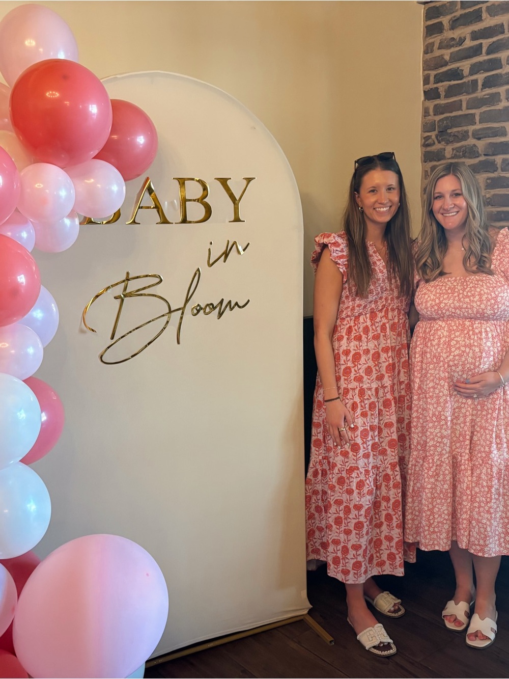 Saylor Smocked Floral Midi Dress in Pink and Red - Picture 3 of 4